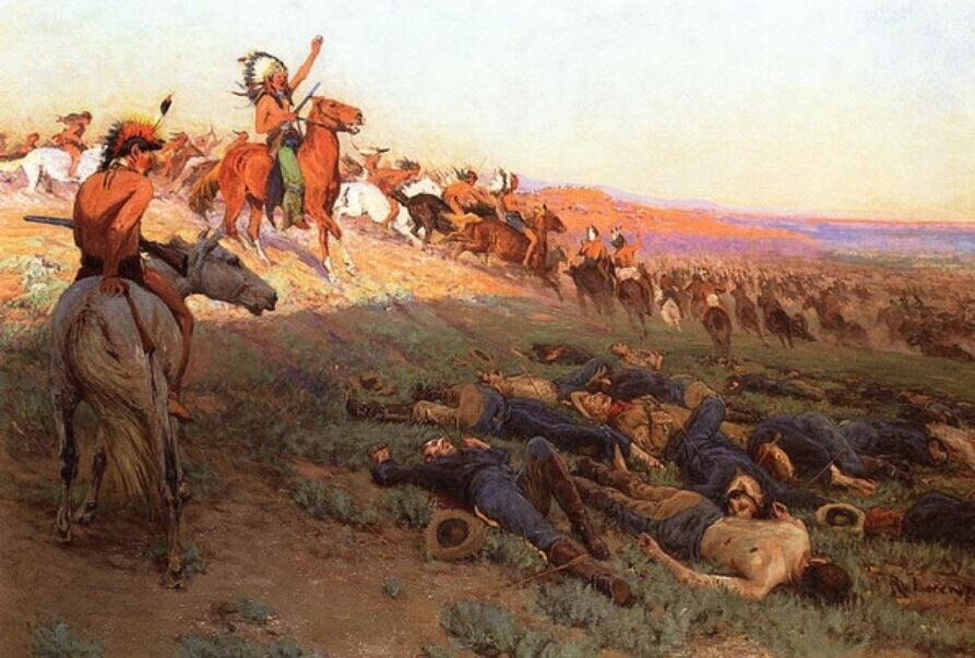 Battle of Little Bighorn PHOTO Custer’s Last Stand ART by Lorenz, Lakota Indians