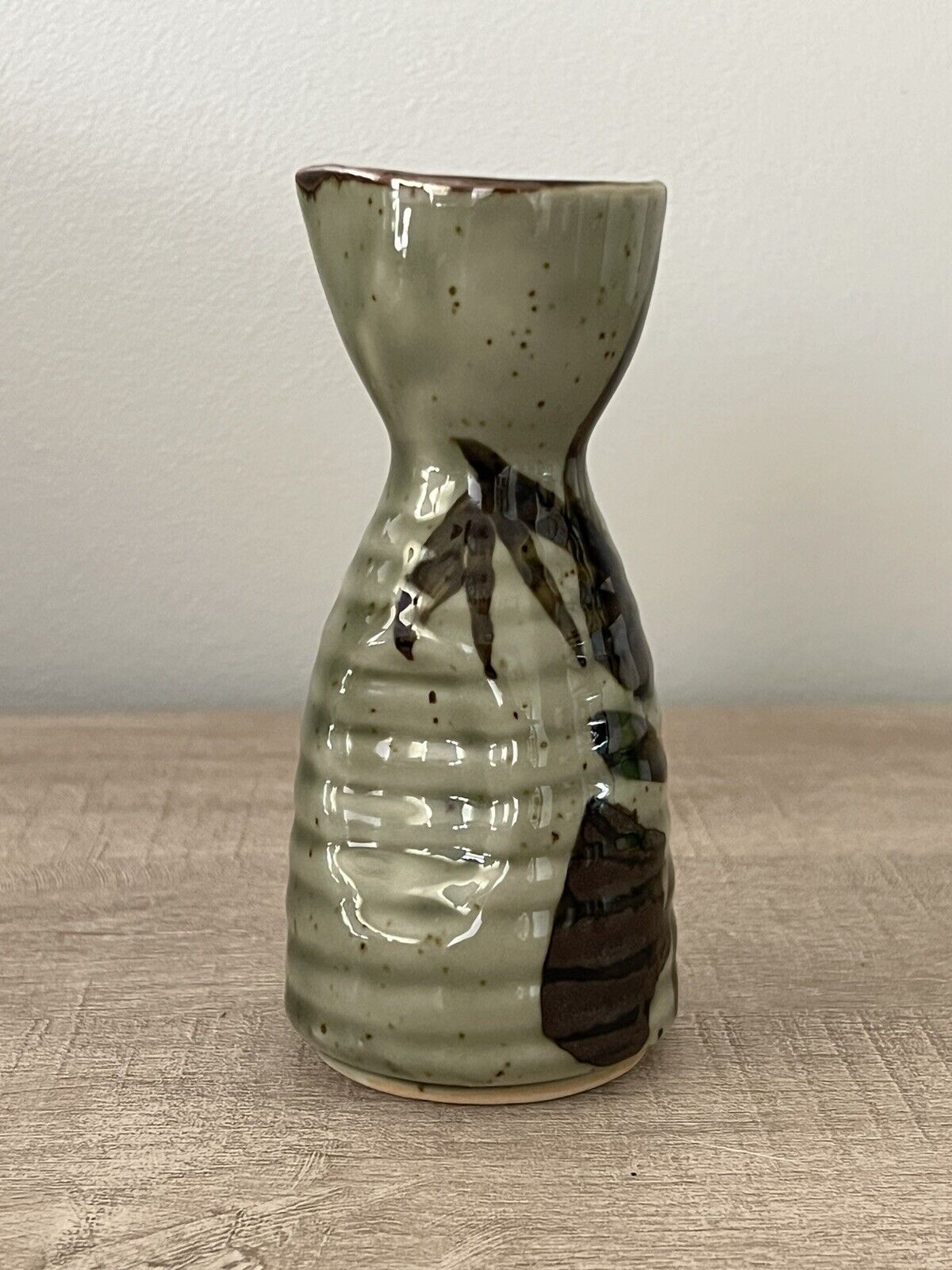 Vintage Ceramic Stoneware Sake Bottle, Made in Japan Hand Painted, Vase Decanter