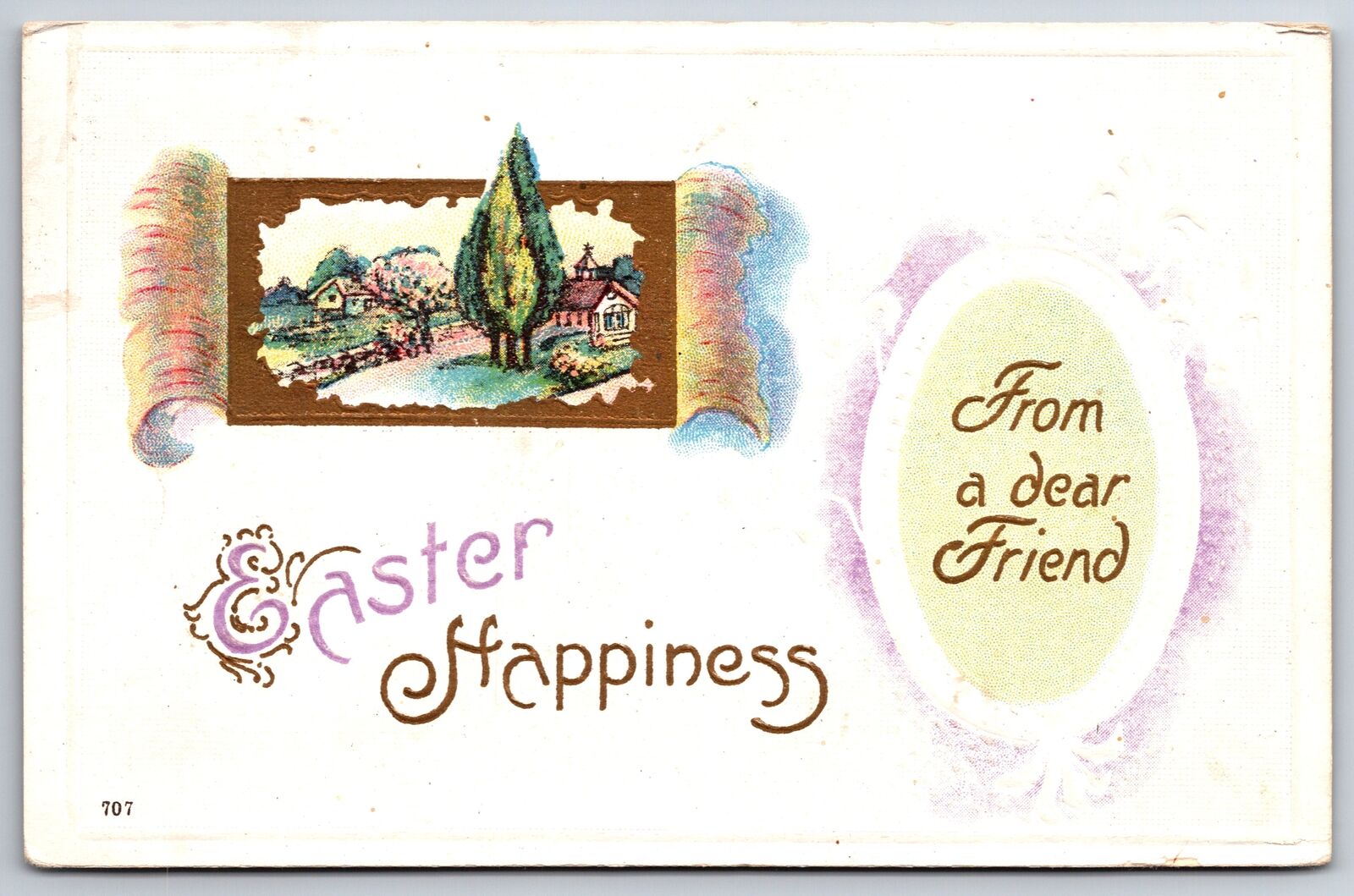 Easter~Art Deco~Trees Break Thru Gold Box In Wood Peel-Back~Emboss~1916 Postcard