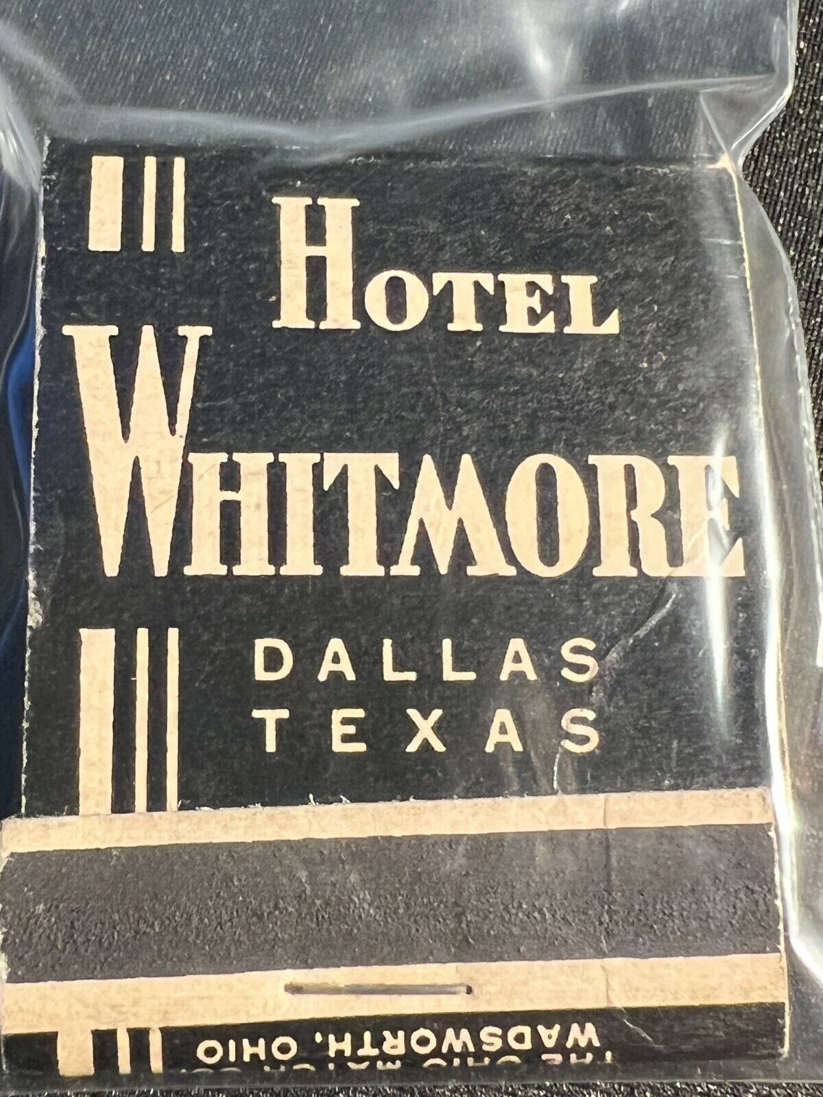 VINTAGE MATCHBOOK - HOTEL WHITMORE - DALLAS, TEXAS -  UNSTRUCK
