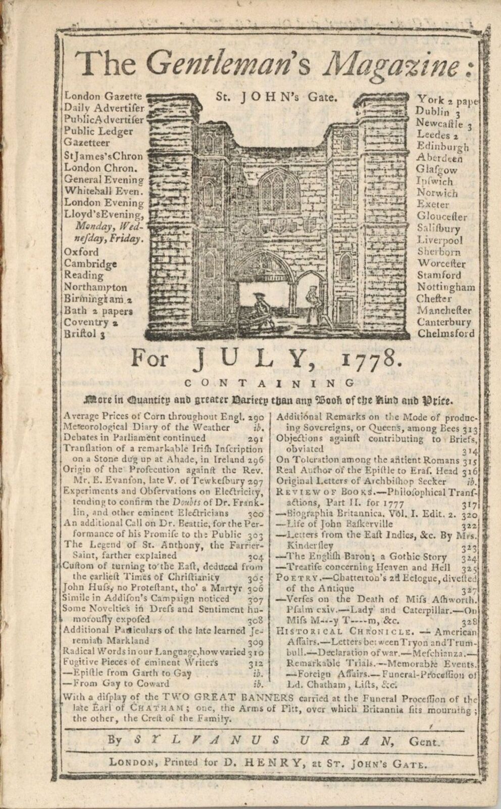 18th Century Gentleman's Magazine - Americana - Miscellaneous
