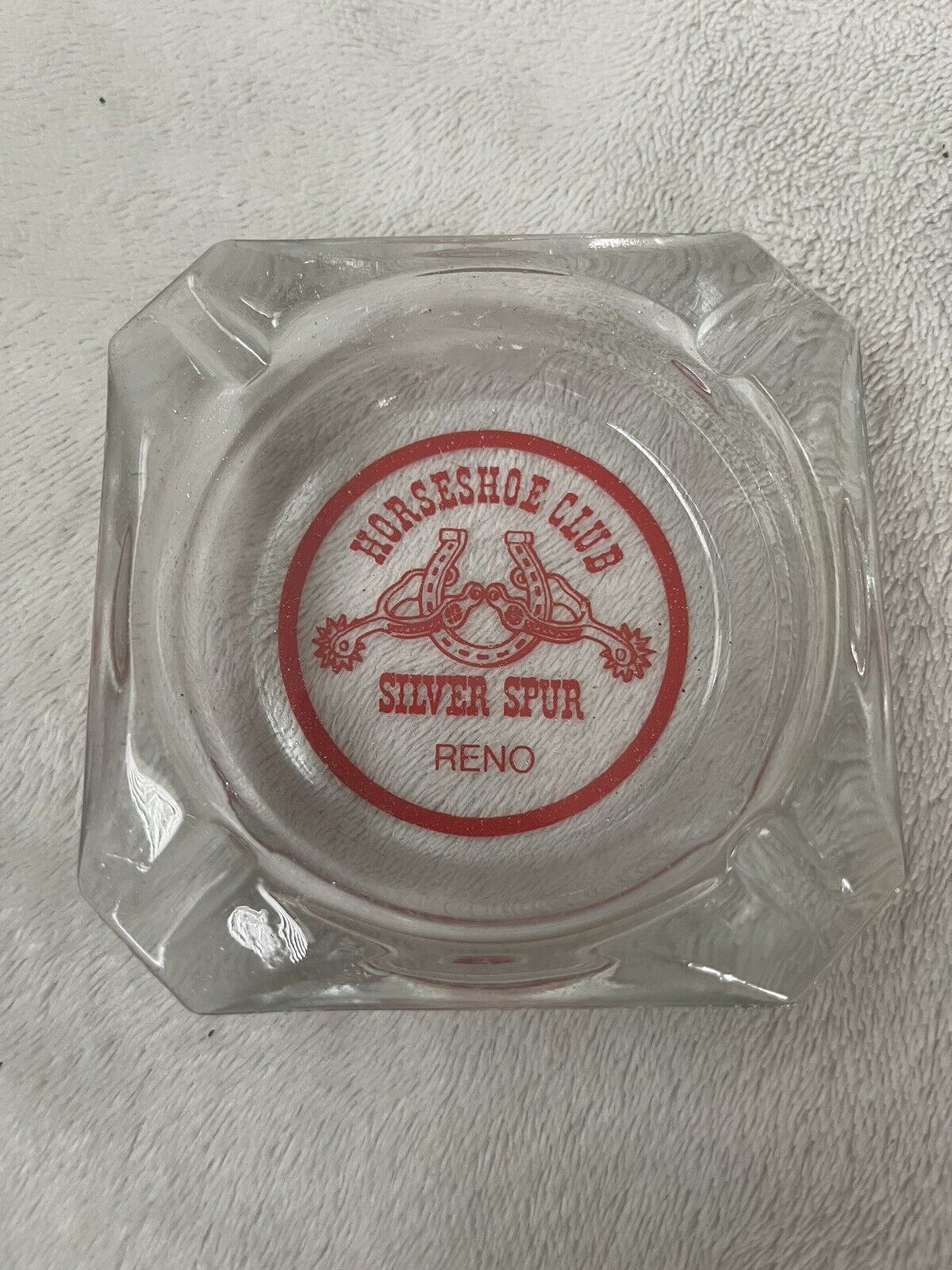 Vintage Glass Horseshoe Club Silver Spur Reno Ashtray