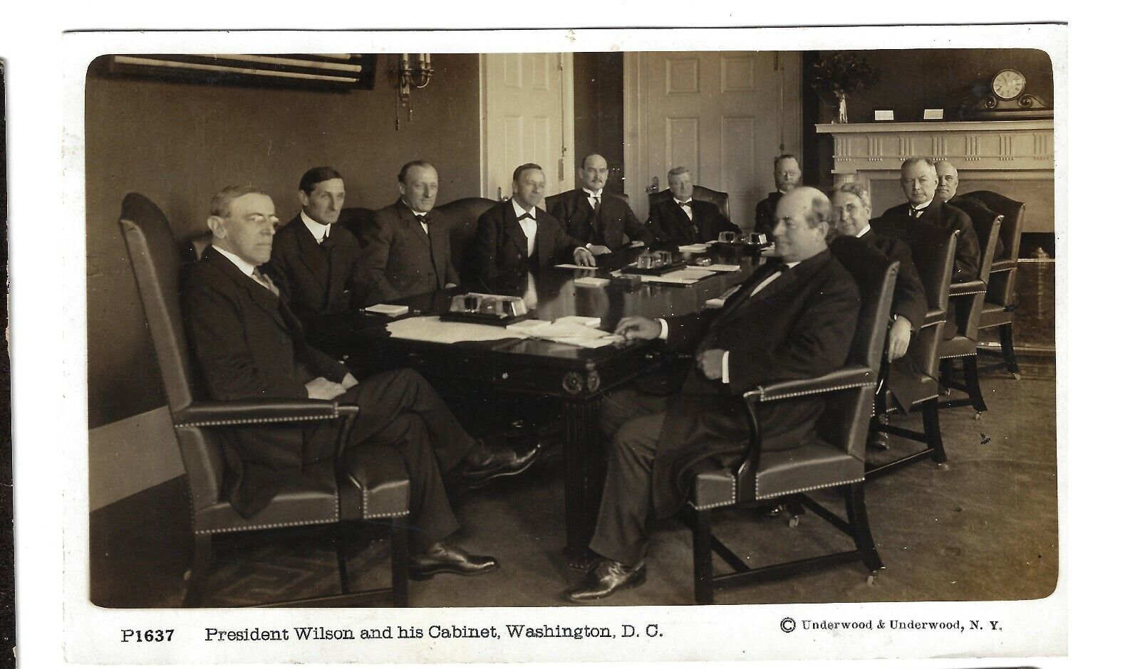@1913 RP Postcard Woodrow Wilson & His Cabinet Including William Jennings Bryan