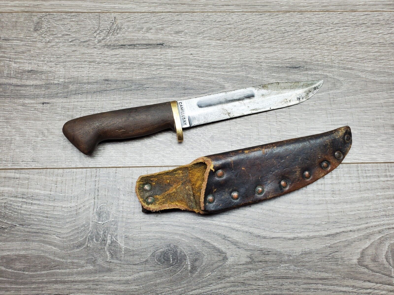 Rare ww2 Camillus N.Y. Navy Fighting Knife Wood Handle