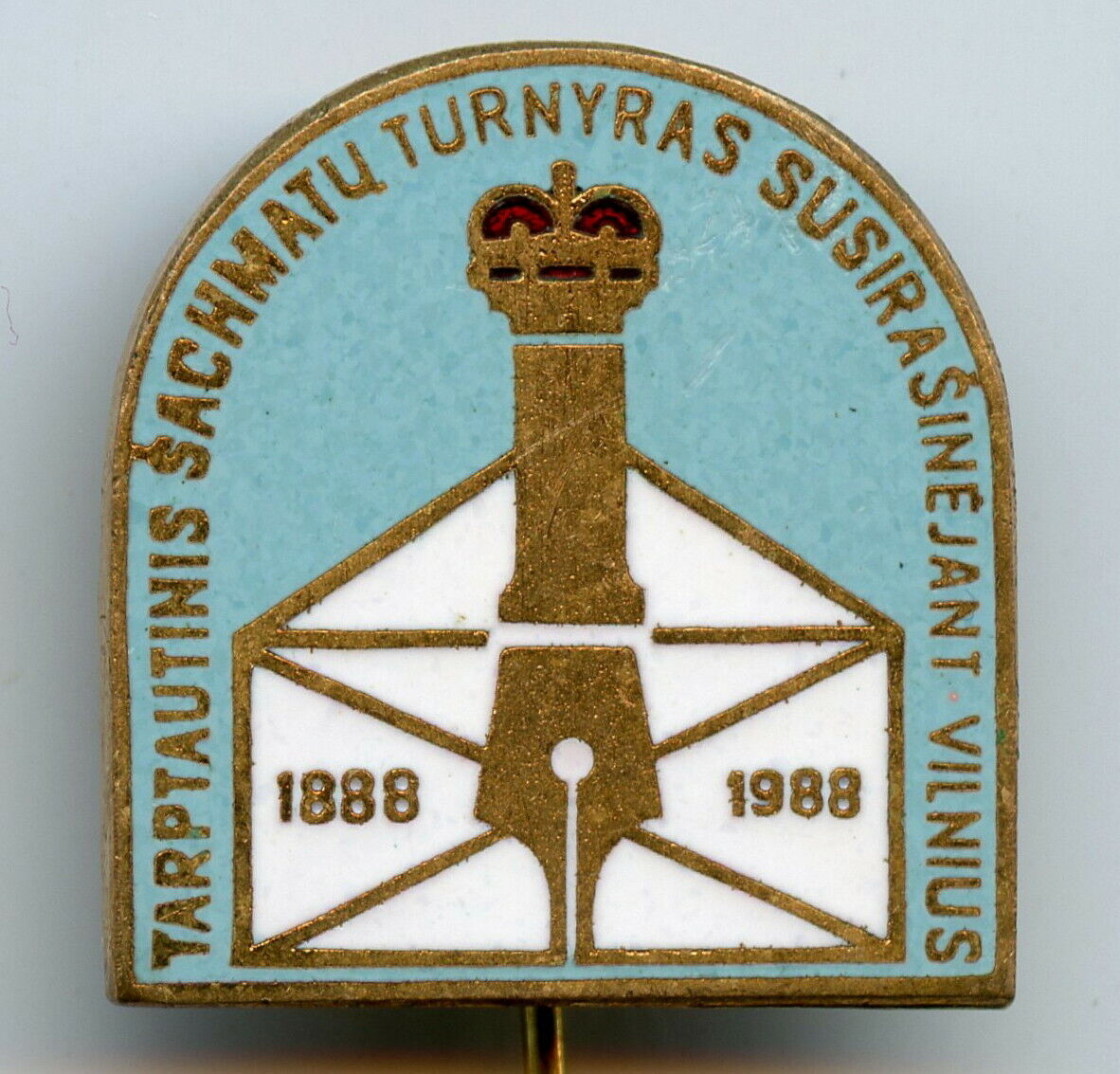 USSR Chess Championship Lithuania Vilnius 1988 Pin Badge Nice Grade 