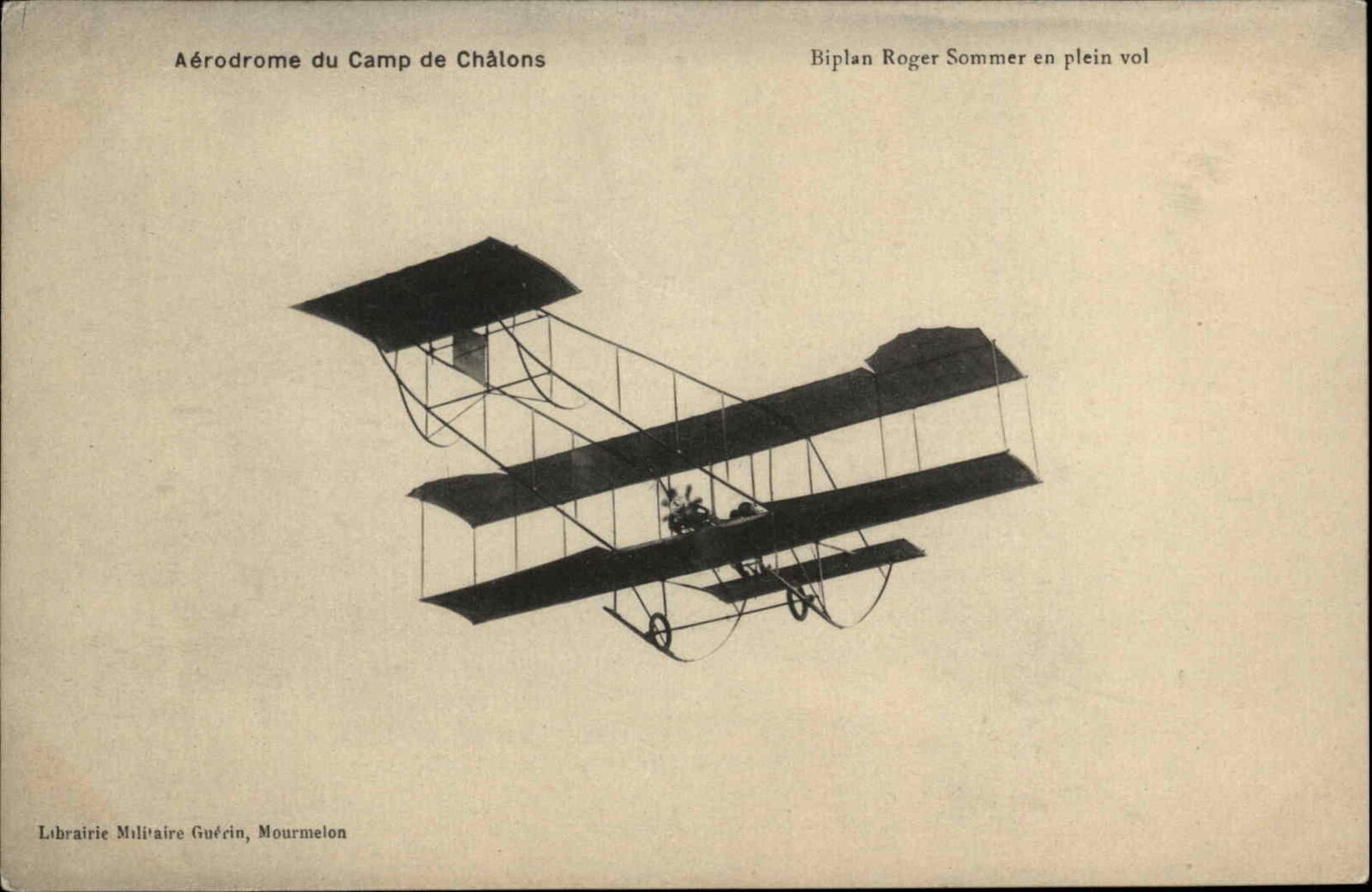 French Aviator Pilot Roger Sommer Camp de Chalons France Biplane c1910 PC