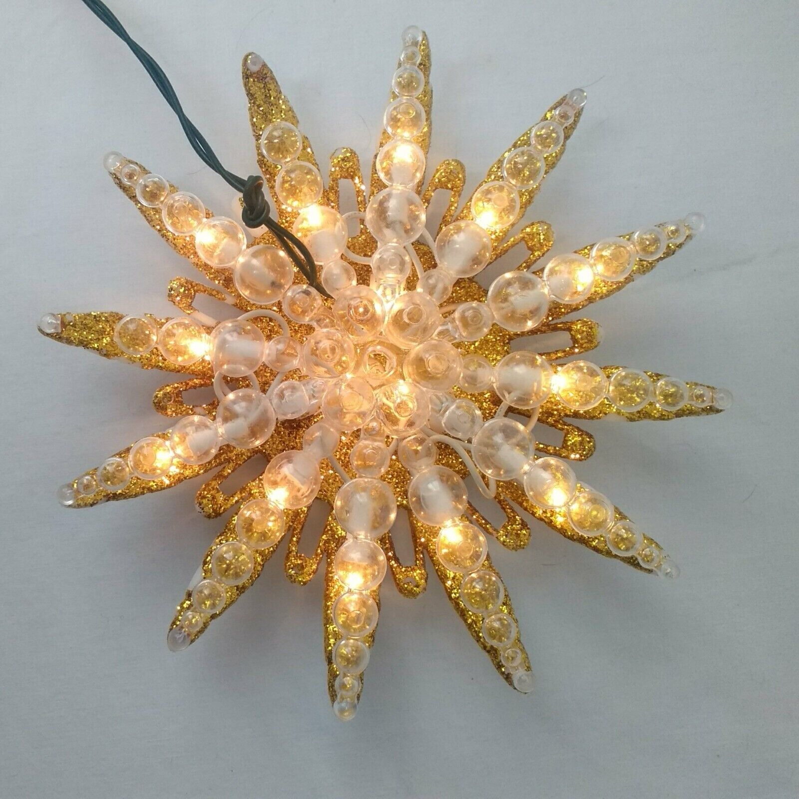 Vintage MCM Christmas Star Gold Ivory Light Up Electric Works Plastic