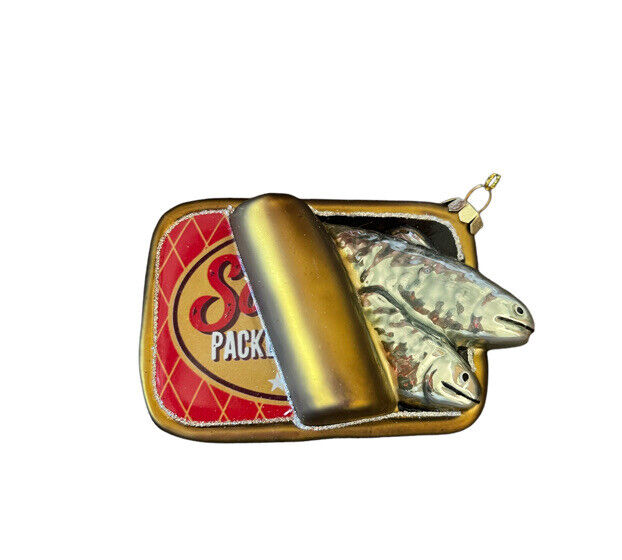 Canned Sardines Glass Ornament Fish Food Greece Italy Spain France Portugal Sea