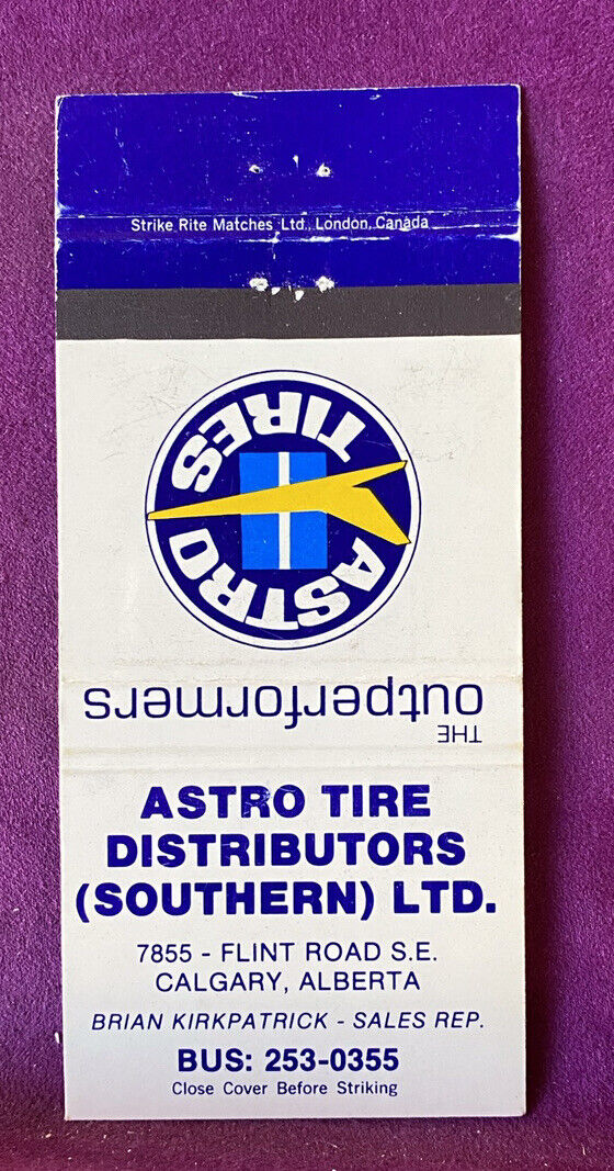 Matchbook Cover Astro Tire Distributors Southern Ltd. Calgary Alberta