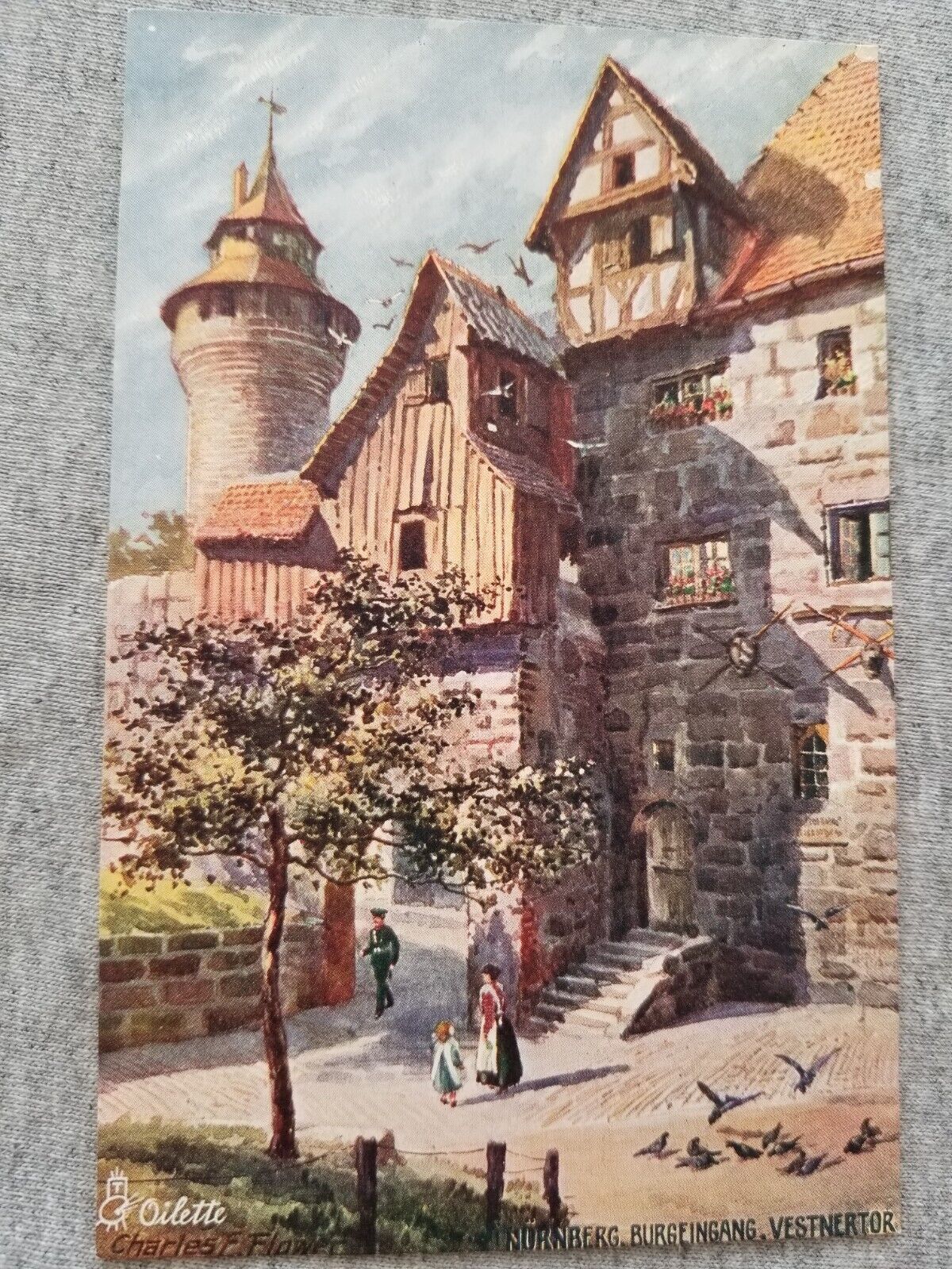 Nuremberg Germany Castle Gate & Tower Soldier Tuck\'s Oilette Postcard A/S