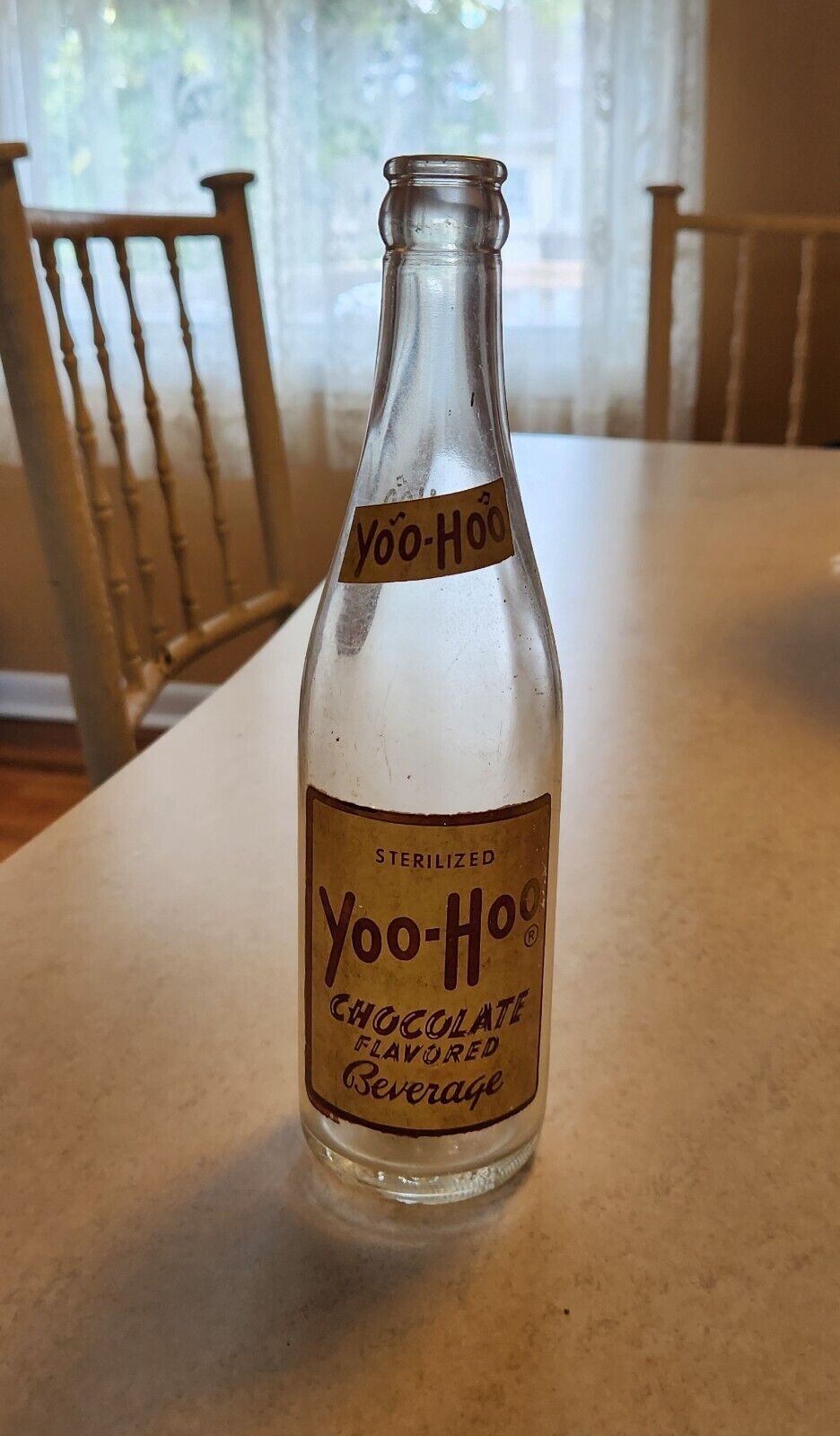 Vintage Yoo-Hoo Chocolate ACL 12 oz Clear Glass Bottle Garfield, NJ  VG+