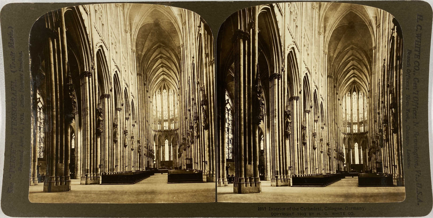 White, Stereo, Germany, Cologne, Interior of the Cathedral Vintage Stereo Card, 