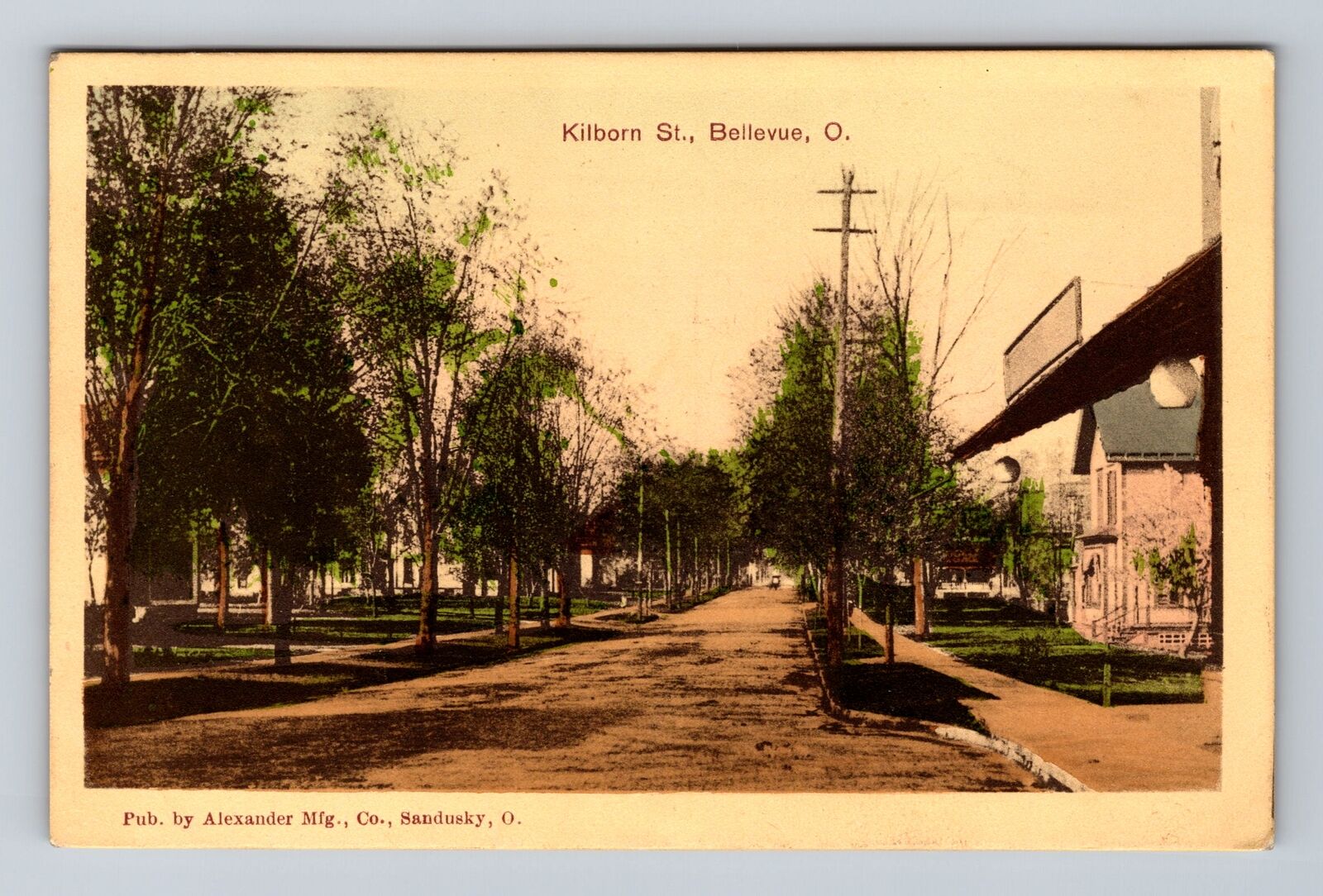 Bellevue OH-Ohio, Scenic Views Kilborn Street, Antique Vintage Postcard