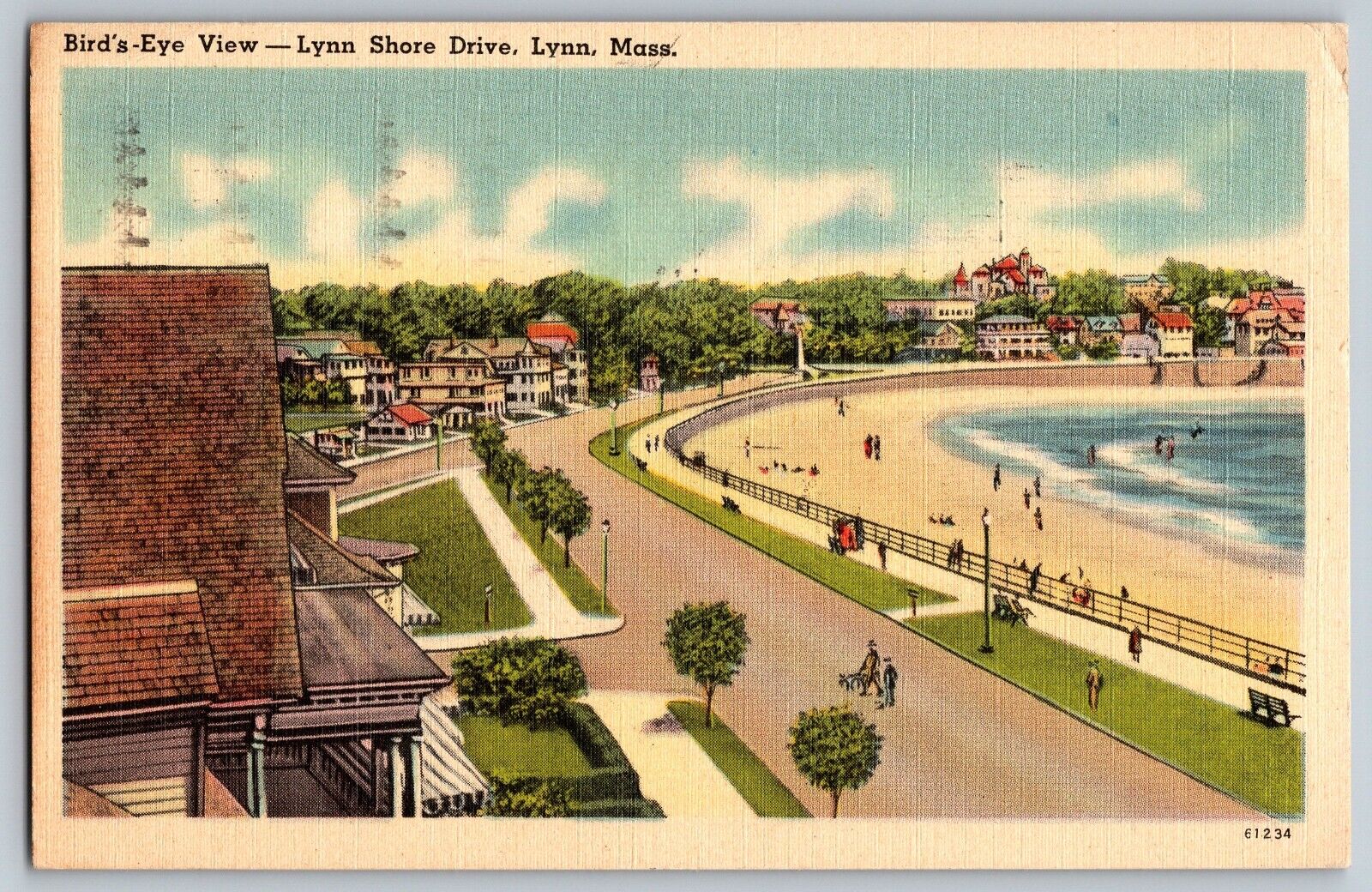 Lynn, Massachusetts MA - Bird's Eye View - Lynn Shore Drive - Vintage Postcard