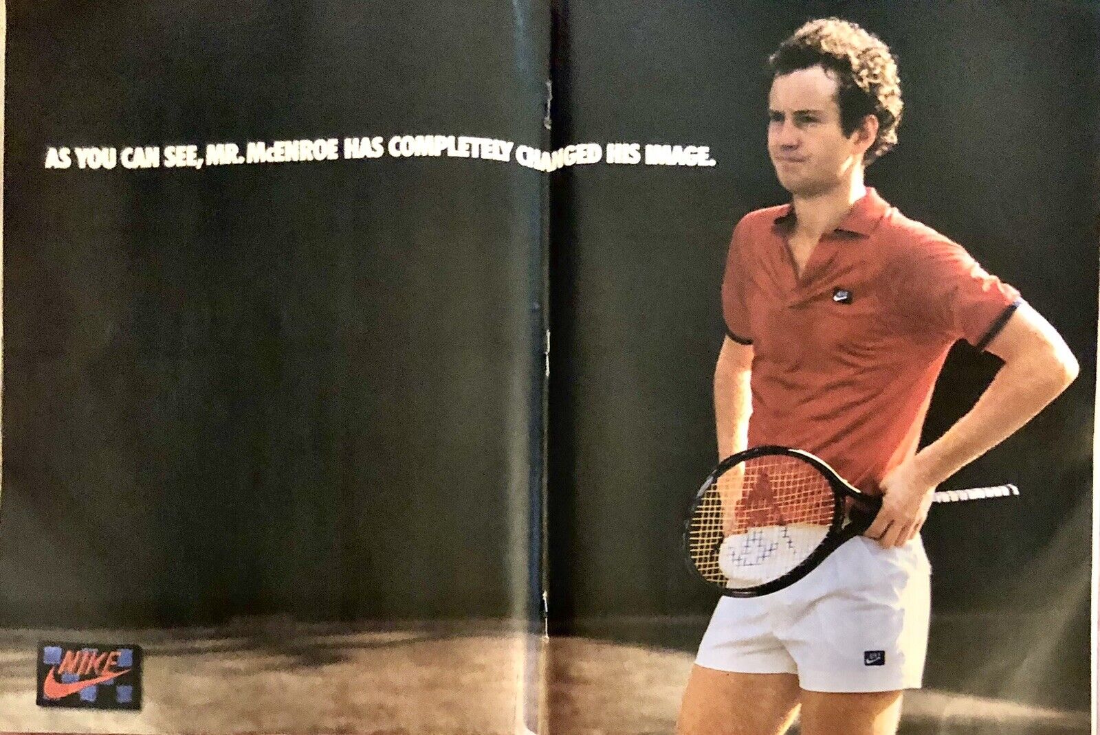 Vintage 1985 NIKE  John McEnroe Tennis promo print AD in magazine RARE