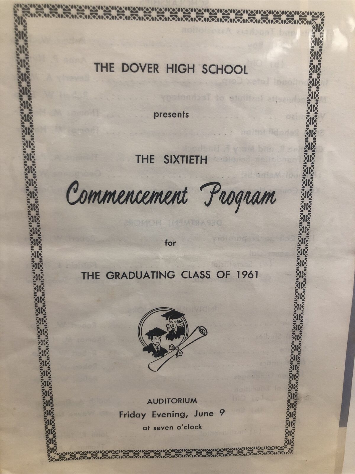 Robert crumb Dover high school class of 1961 commencement program