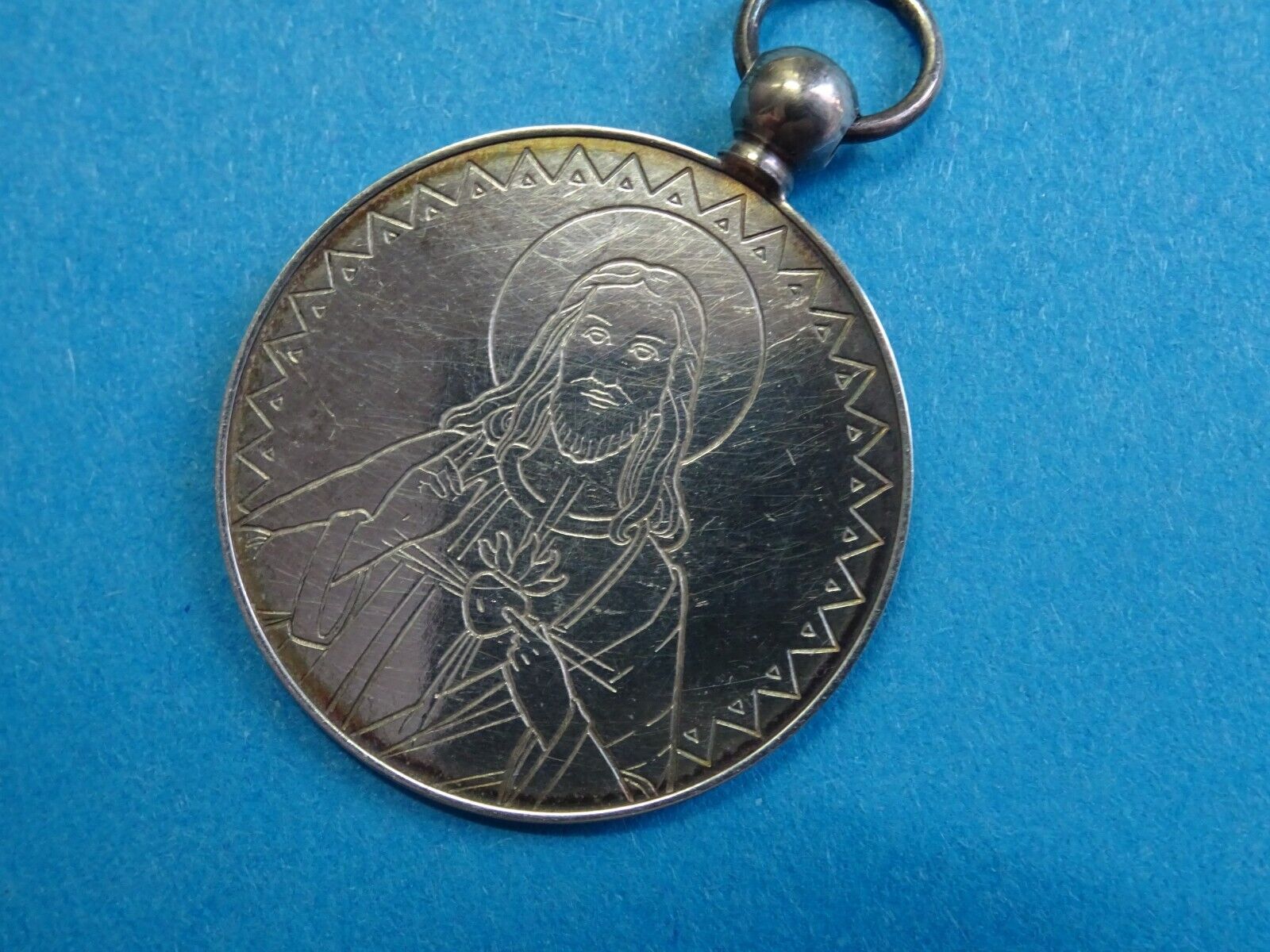 antique FRENCH NUNS MEDAL /  congregation of the SACRED HEARTS  / SILVER