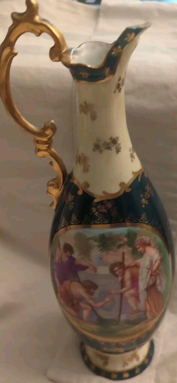 Vintage/Antique Victoria Carlsbad Austria Porcelain Vase Pitcher 11 Inches