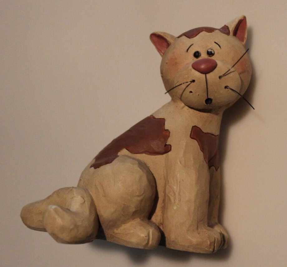 SUZI Cat Figurine Whimsical Tan & Brown 3 1/4\
