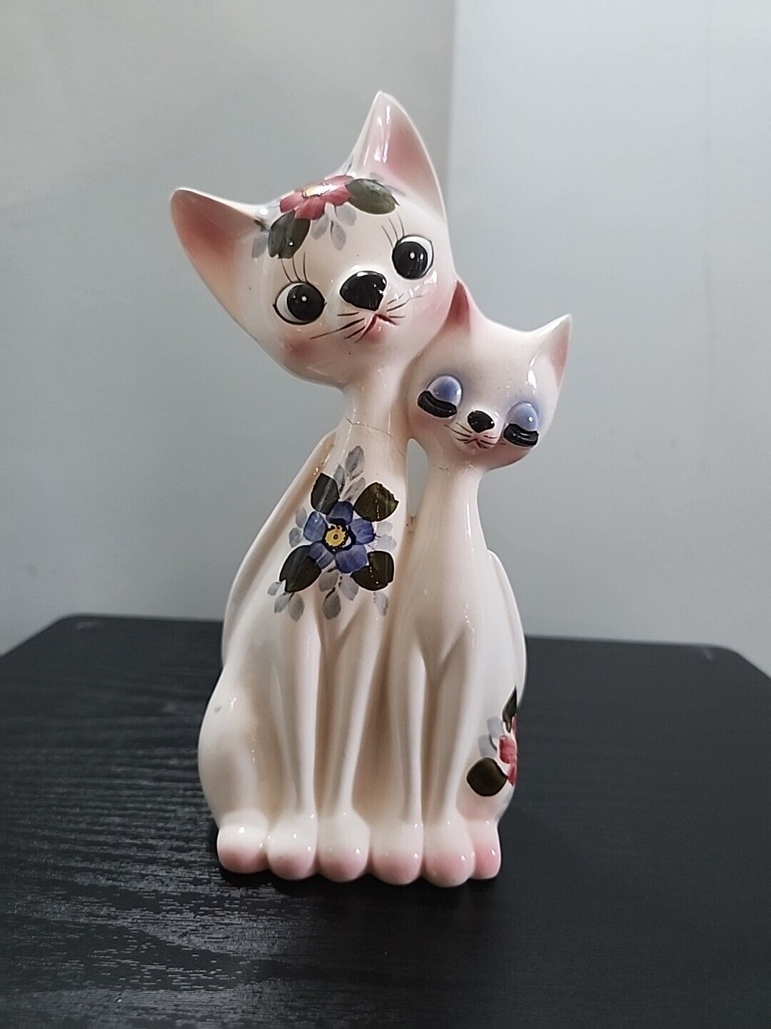 Vintage 1950\'s Rossini Porcelain Kitsch Cats  Figurine Painted Floral 
