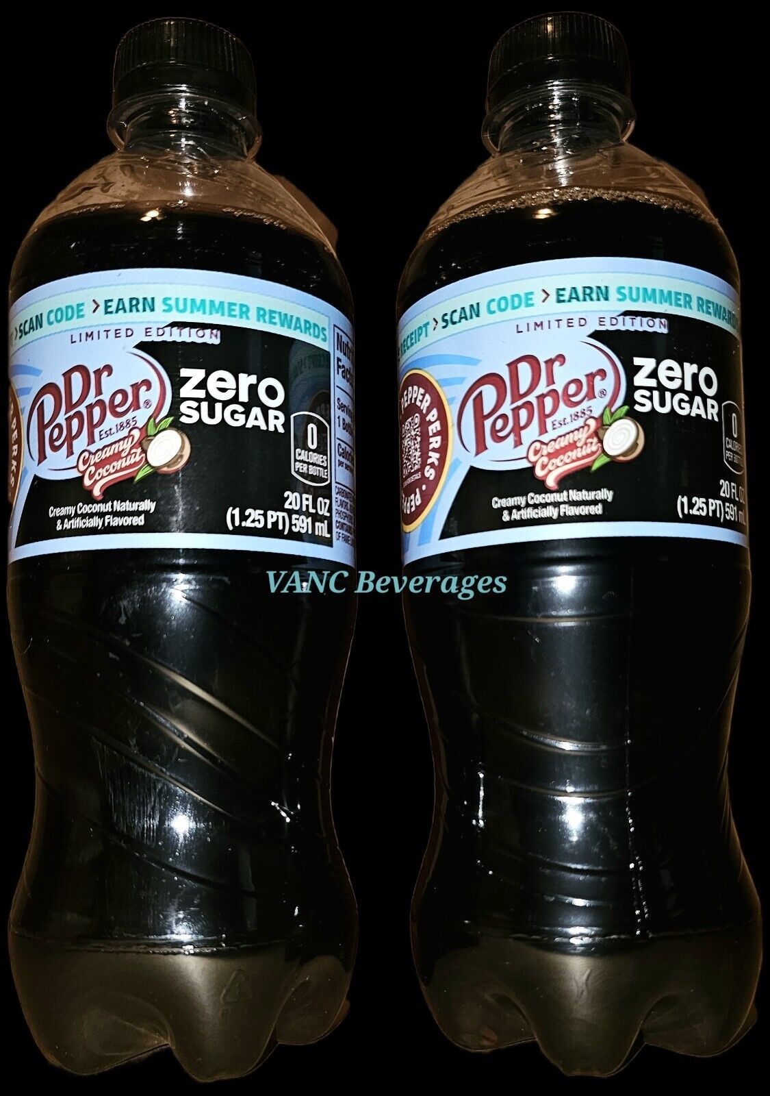 NEW Dr Pepper Creamy Coconut ZERO LIMITED ED 2 x 20oz with  BB 8/24