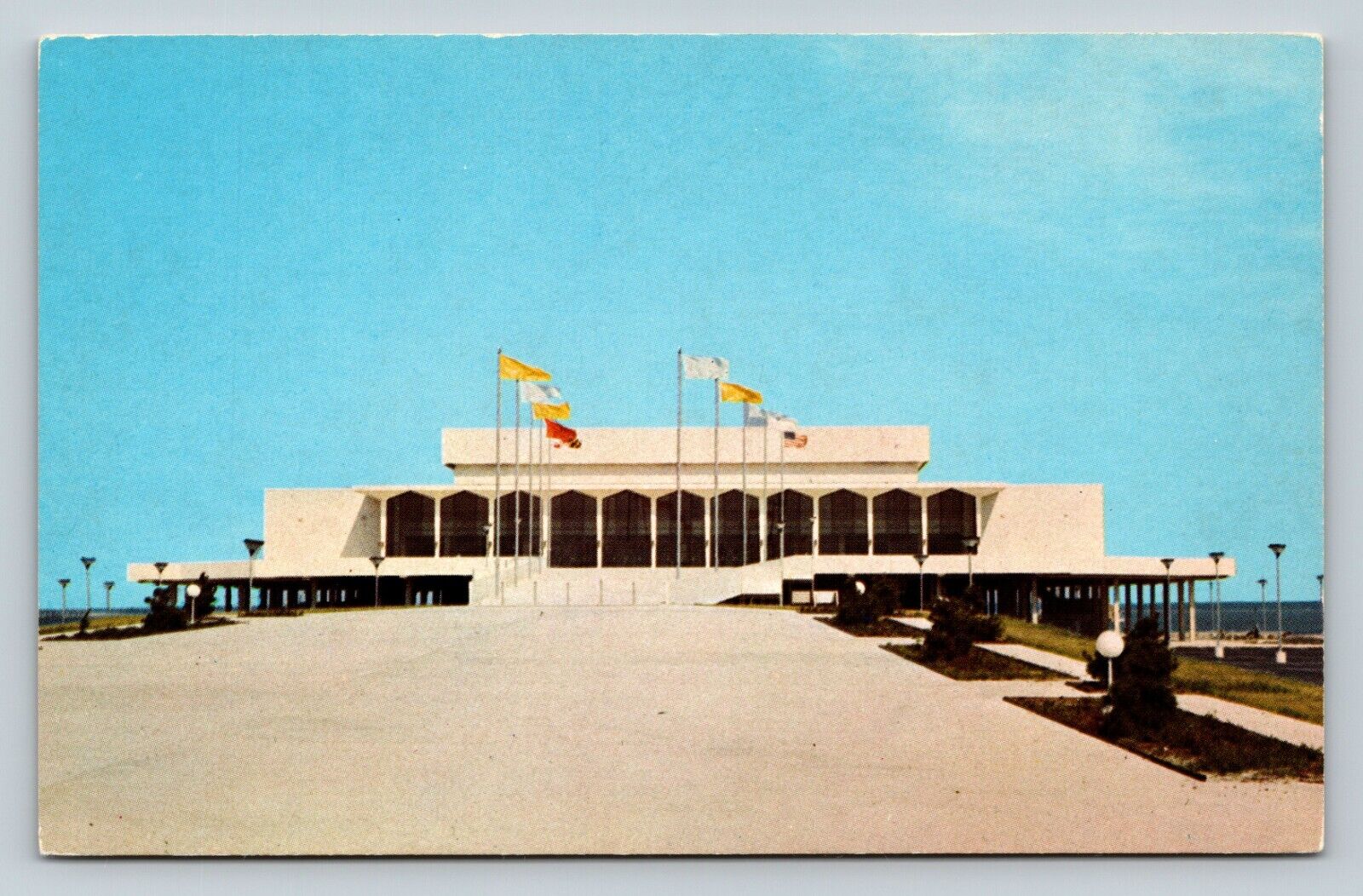 State Convention Hall In OCEAN CITY Maryland MD Flags VINTAGE Postcard