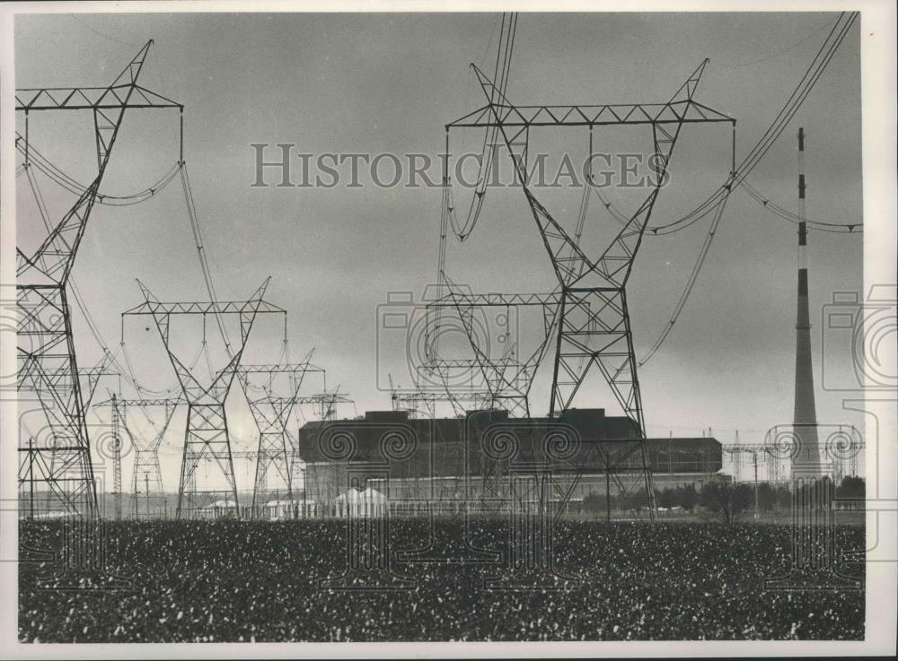 1989 Press Photo Tennessee Valley Authority, Brown Ferry Nuclear Plant lines