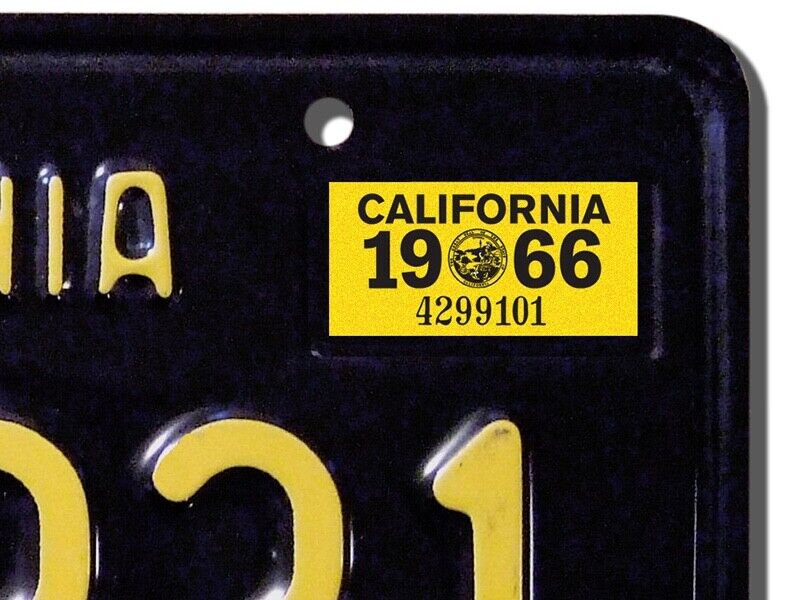 1966 California License Plate Sticker, YOM, CA, DMV, Registration
