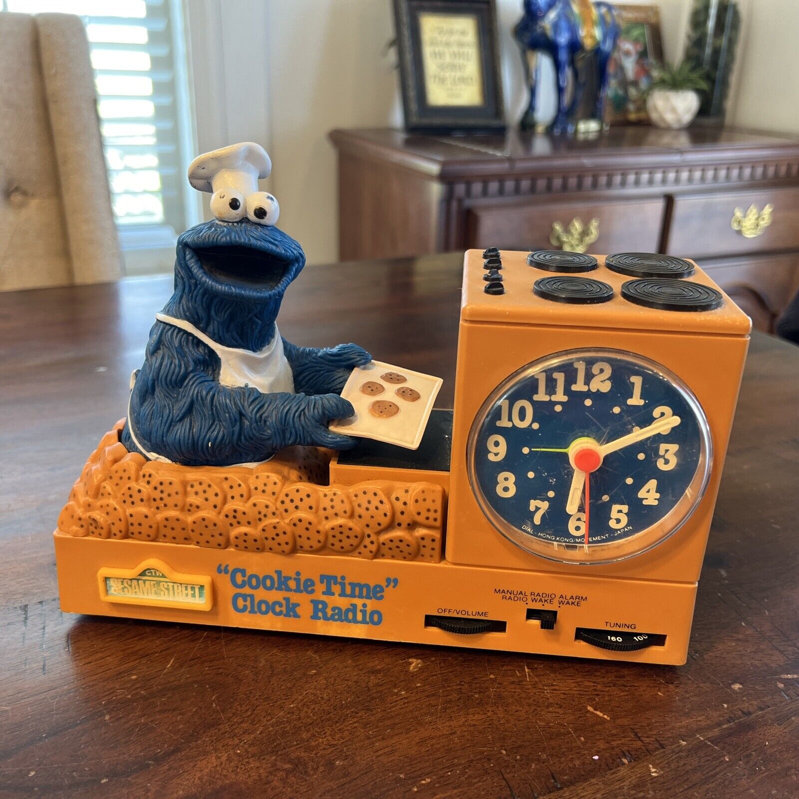 Vintage 1977 Sesame Street Cookie Monster Cookie Time 4801 Clock Works Read