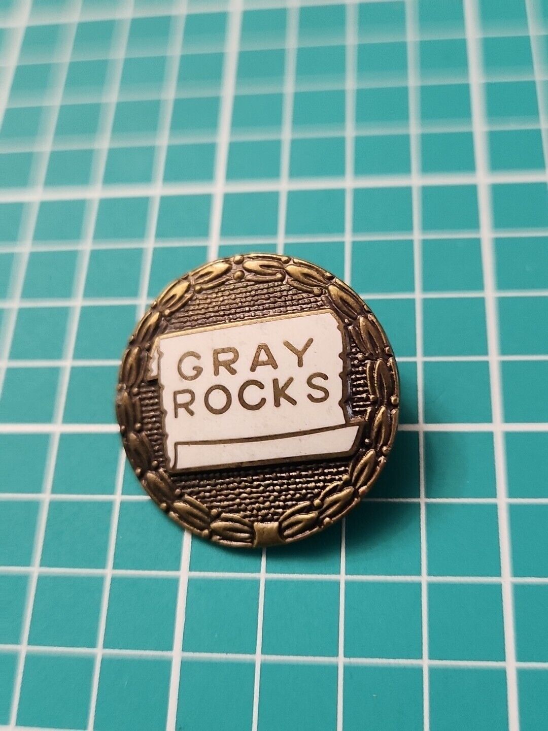 Vintage Gray Rocks Gold Tone Lapel Pin 