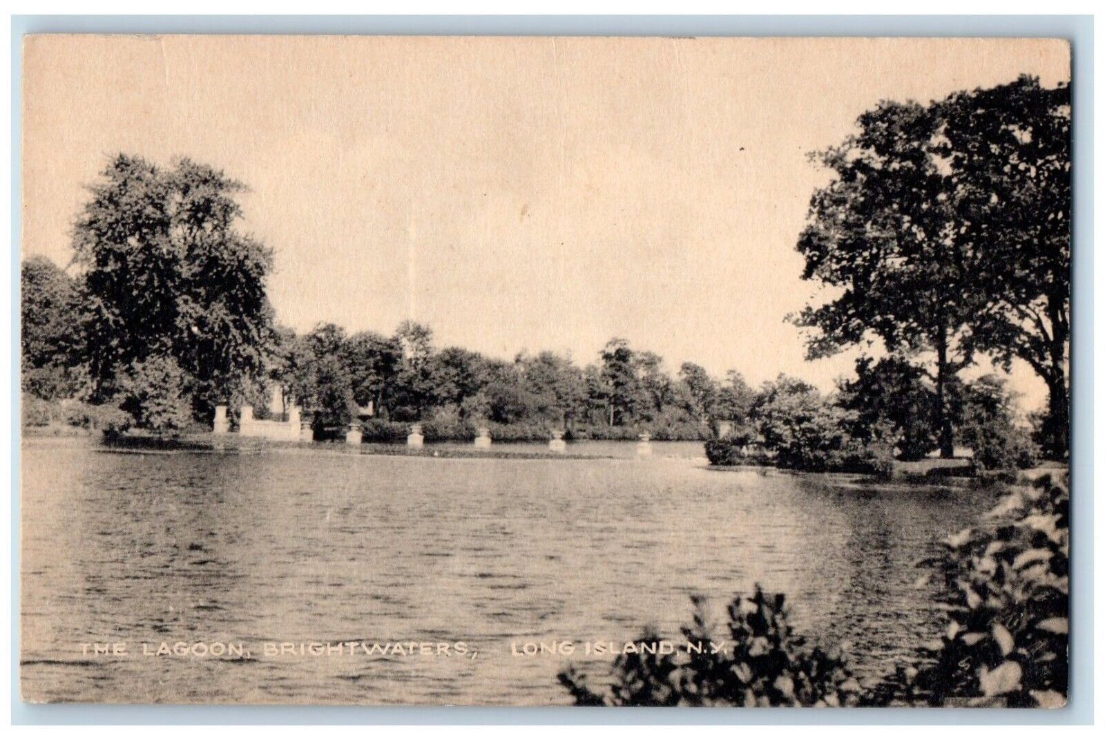 c1940 Lagoon Brightwaters River Lake  Long Island New York NY Vintage Postcard