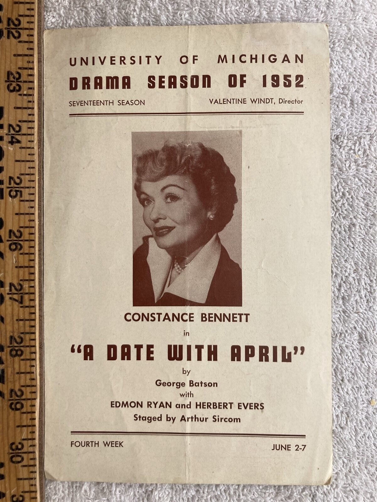 1952 University of Michigan Drama Season A Date with April Program Vintage