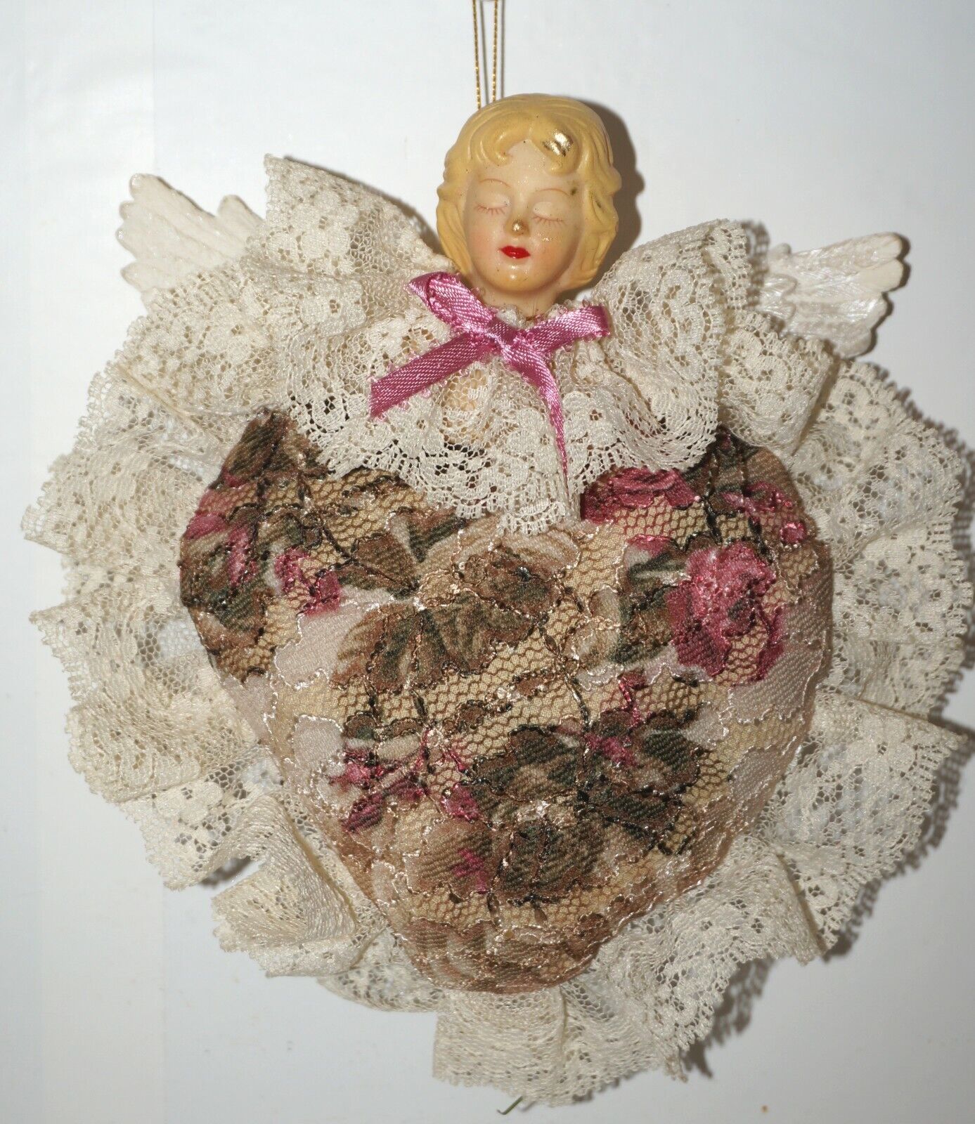 Vintage Angel Victorian style Christmas Ornament Pin Cushion Cloth Ribbon other