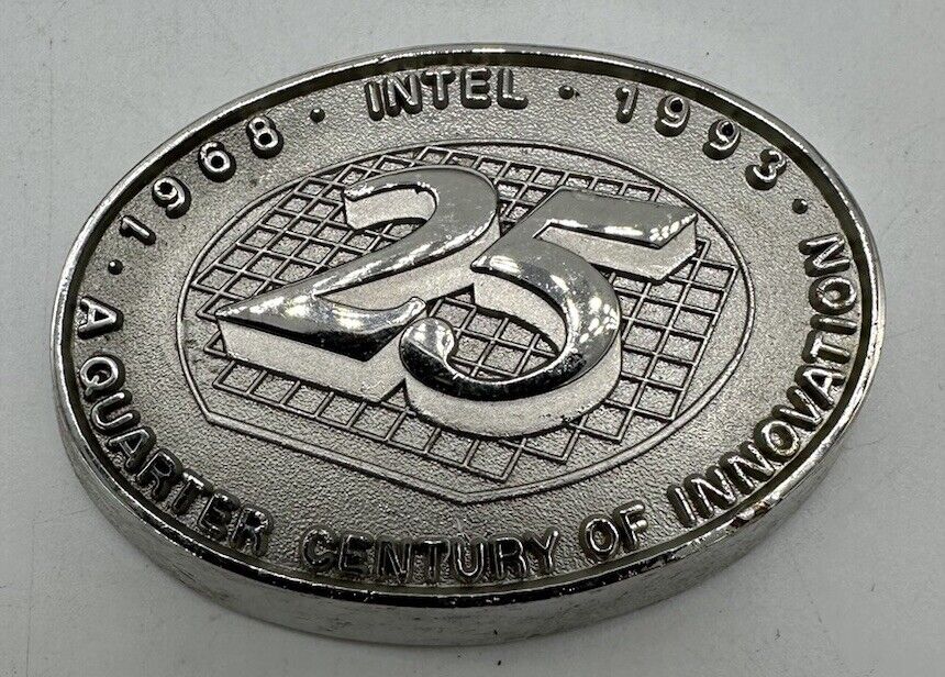 Vintage Intel Paperweight Paper Weight 25 years of innovation rare 1968-1993