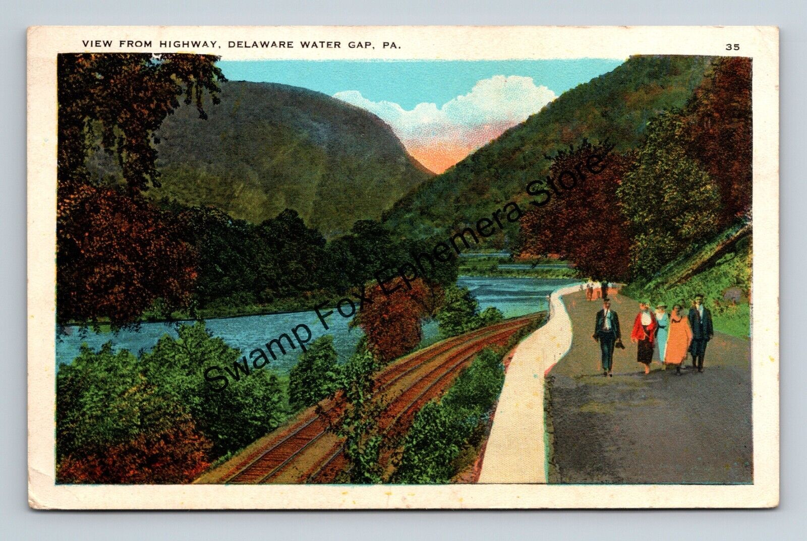Postcard View From Highway Delaware Water Gap Pennsylvania