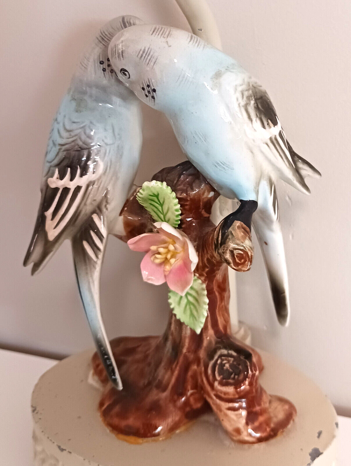 Vintage Parakeet Parrot Budgie Love Bird Ceramic Table Boudoir Lamp 12\
