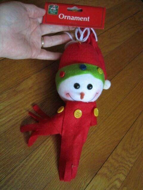 Greenbriar Snowman Head Plush Christmas Decoration Cute Happy Stuffed Ornament