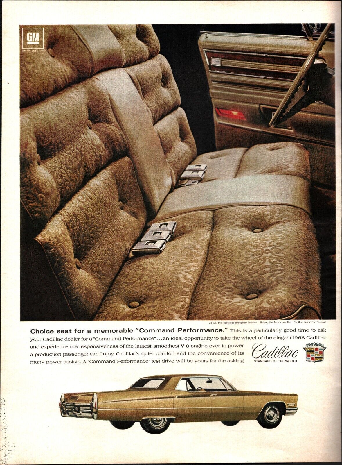 1968 Cadillac Fleetwood Sedan De ville Vintage Original Print Ad nostalgic c4