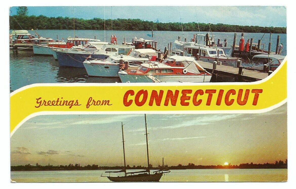 Connecticut CT Greetings Postcard c1960 Vintage