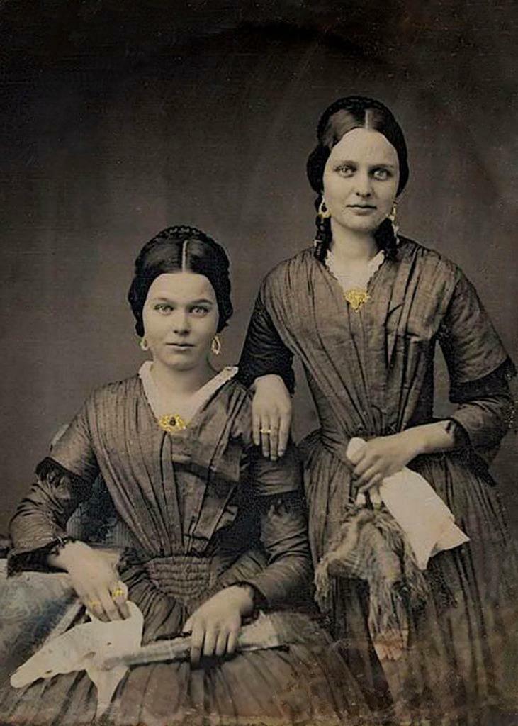 Antique Photo... Victorian Era Studio Photo Sisters ... Photo Print  5x7