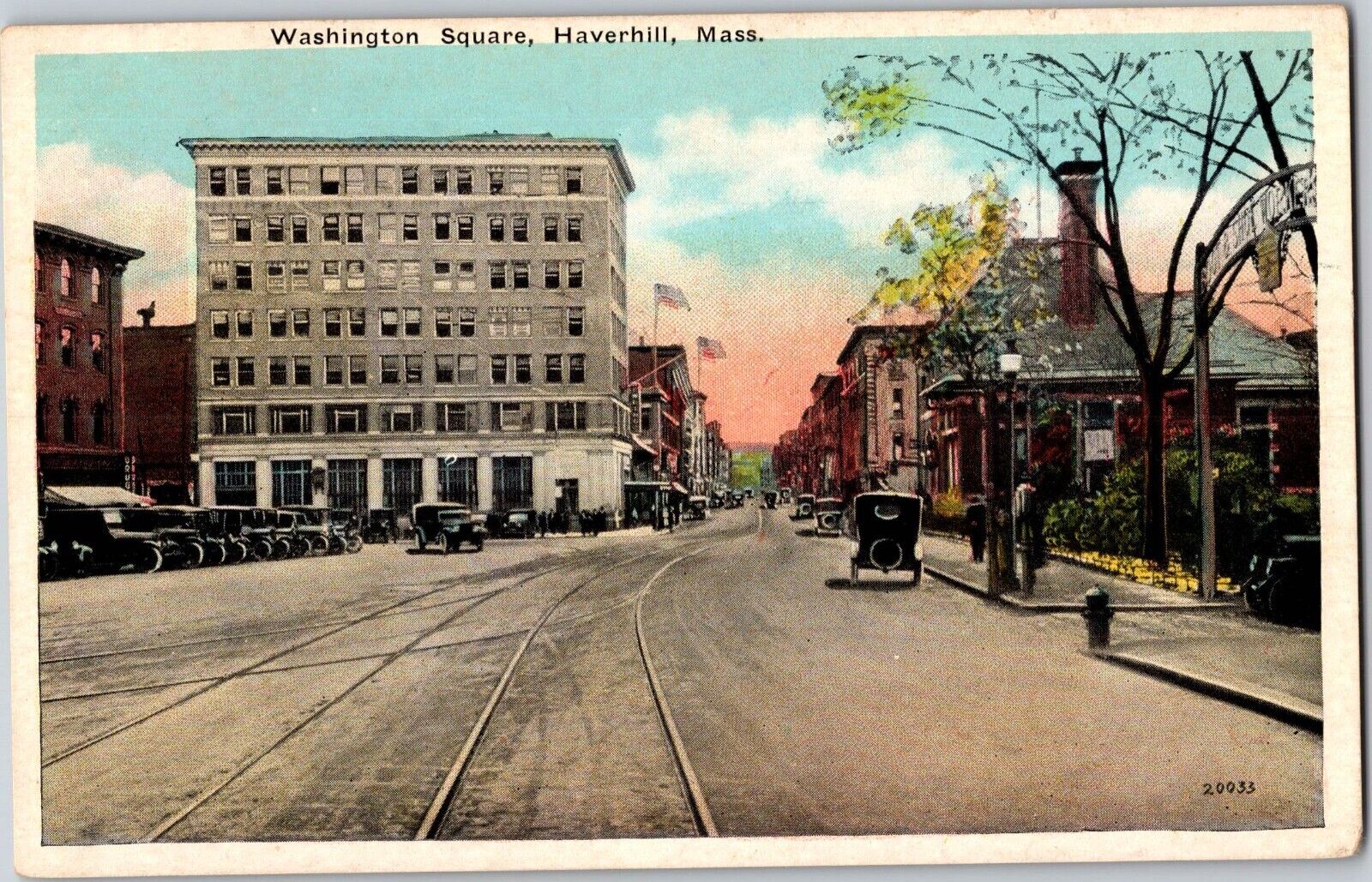 c 1920 Washington Square Haverhill Massachusetts Vintage Postcard