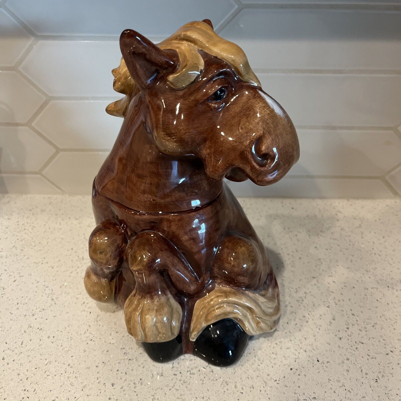 Rare MONTANA SILVERSMITHS Lifestyles ELMER The HORSE Ceramic COOKIE JAR 11.5”