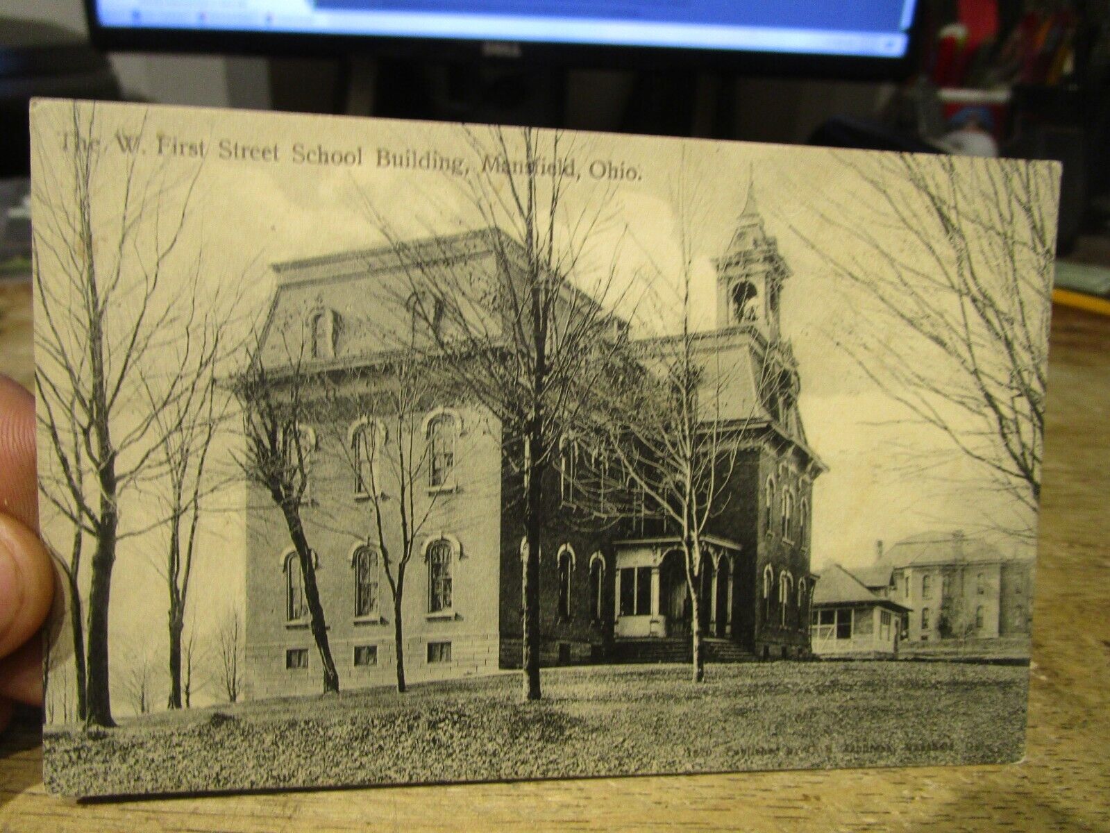 L1 Old MANSFIELD OHIO Postcard West First 1st Street Carpenter School #1 RAZED