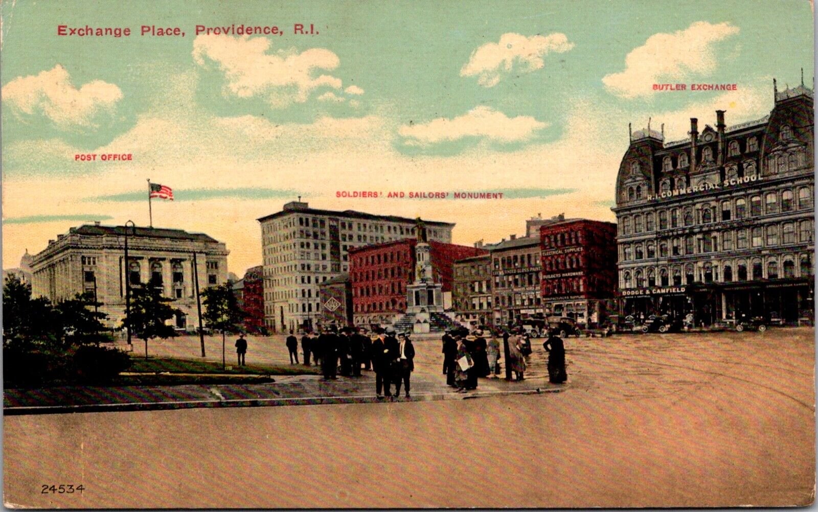 Postcard Exchange Place, Street Scene in Providence, Rhode Island