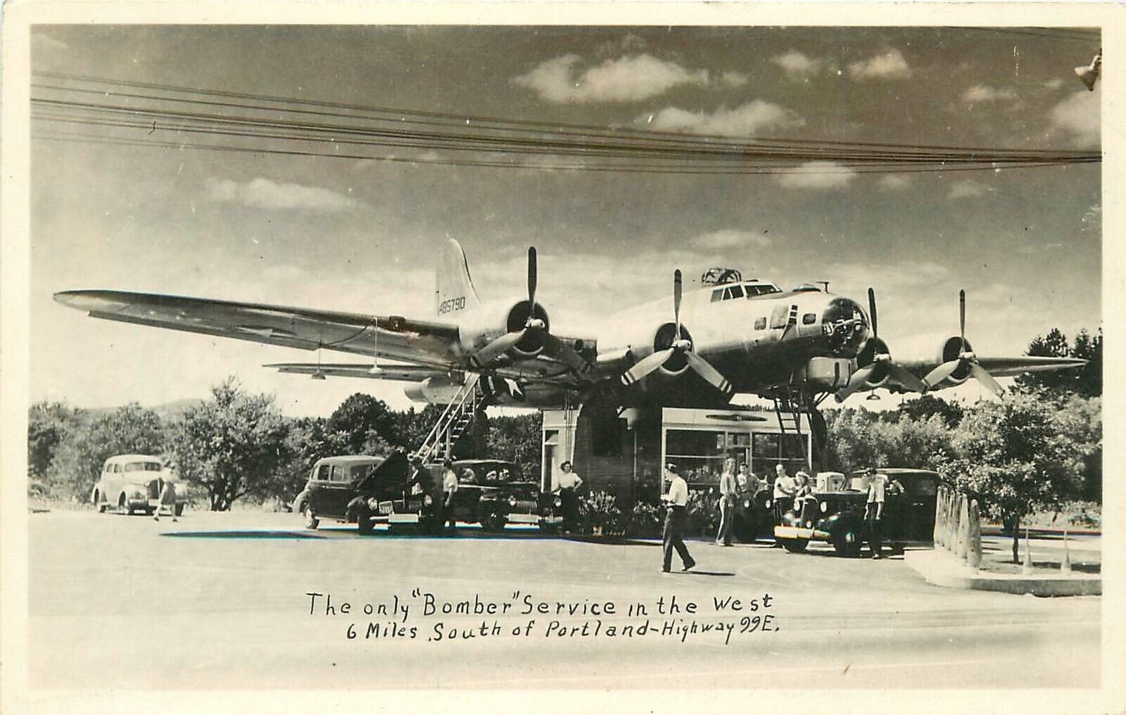 RPPC Postcard Oregon Portland Bomber automobiles airplane 23-9285