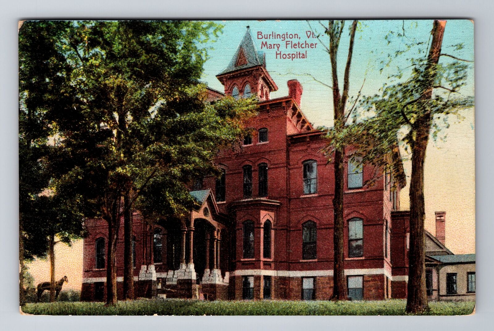 Burlington VT-Vermont, Mary Fletcher Hospital, Antique Vintage Souvenir Postcard