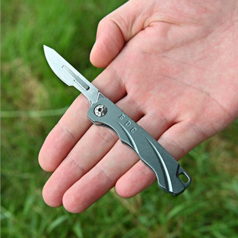 Aluminum Alloy Folding Utility Knife Scalpel Blade Outdoor Pocket Keychain Knife