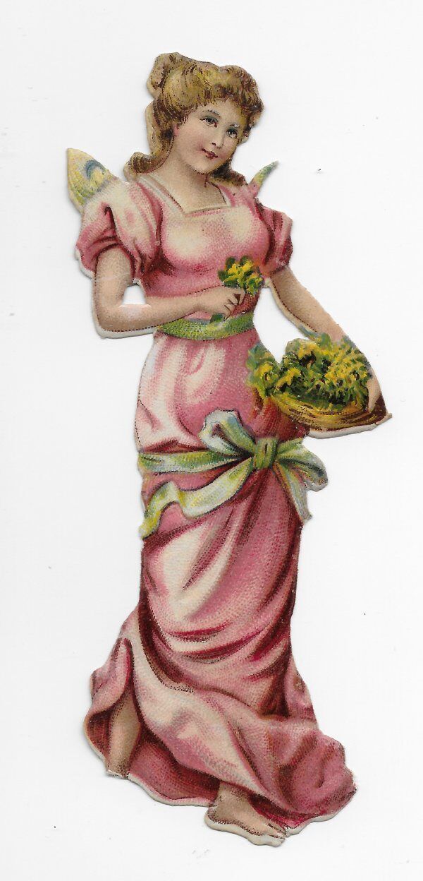 1888 Chromo deCoupis ROSE Fantasy FAIRY, Antique Die-cut, 4-3/4\