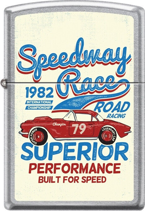Zippo Custom Speedway Road Race, Built For Speed 1982, Street Chrome New Rare