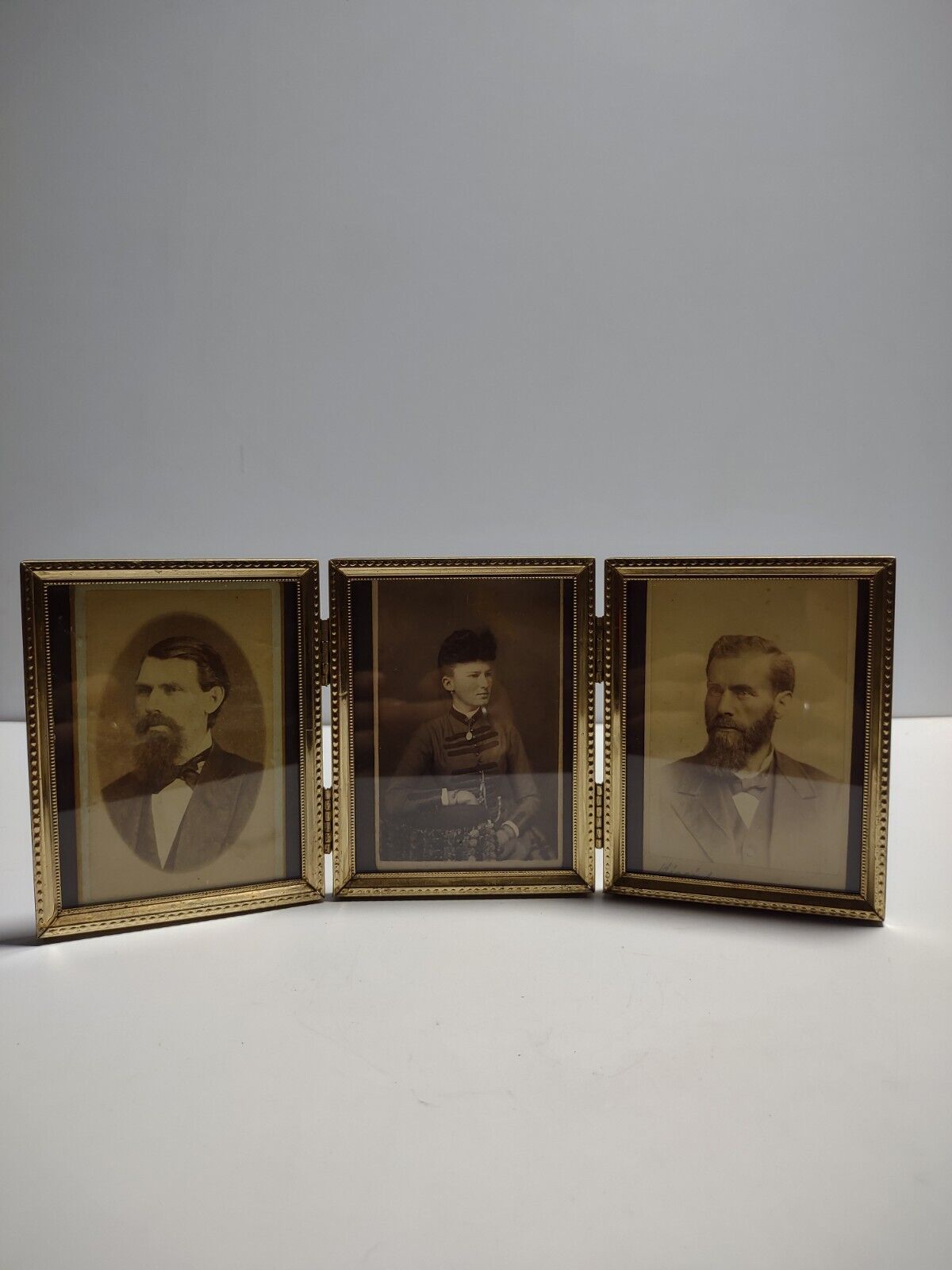 Antique/Vintage Photographs With 3 Way Frame In Gold